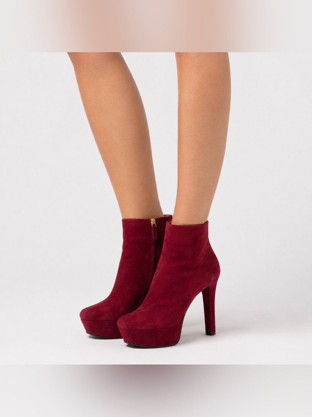Gucci Kid Scamosciato Burgundy Suede Platform Ankle Boots Heels Zip Luxury SZ 6
